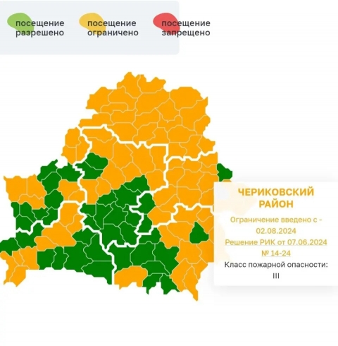 Ограничения на посещение лесов действуют в Чериковском районе